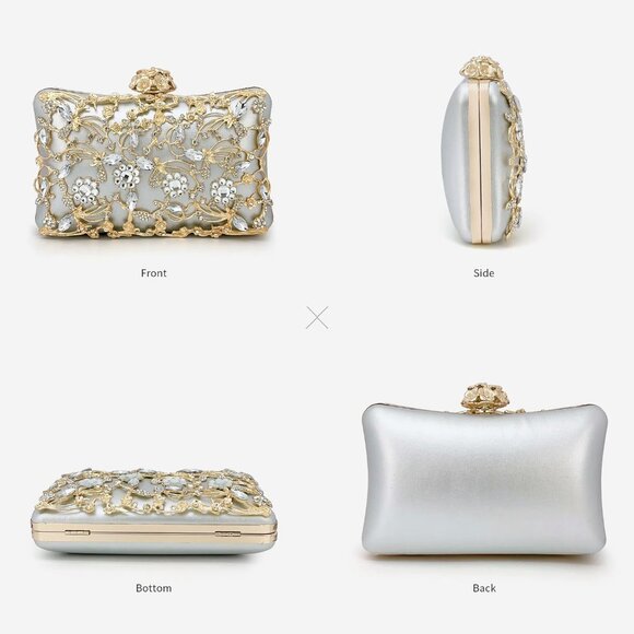 BABEYOND Rhinestone Clutch for Women Sparkly Triangle Purse 1920s Evening Bag - Picture 7 of 8